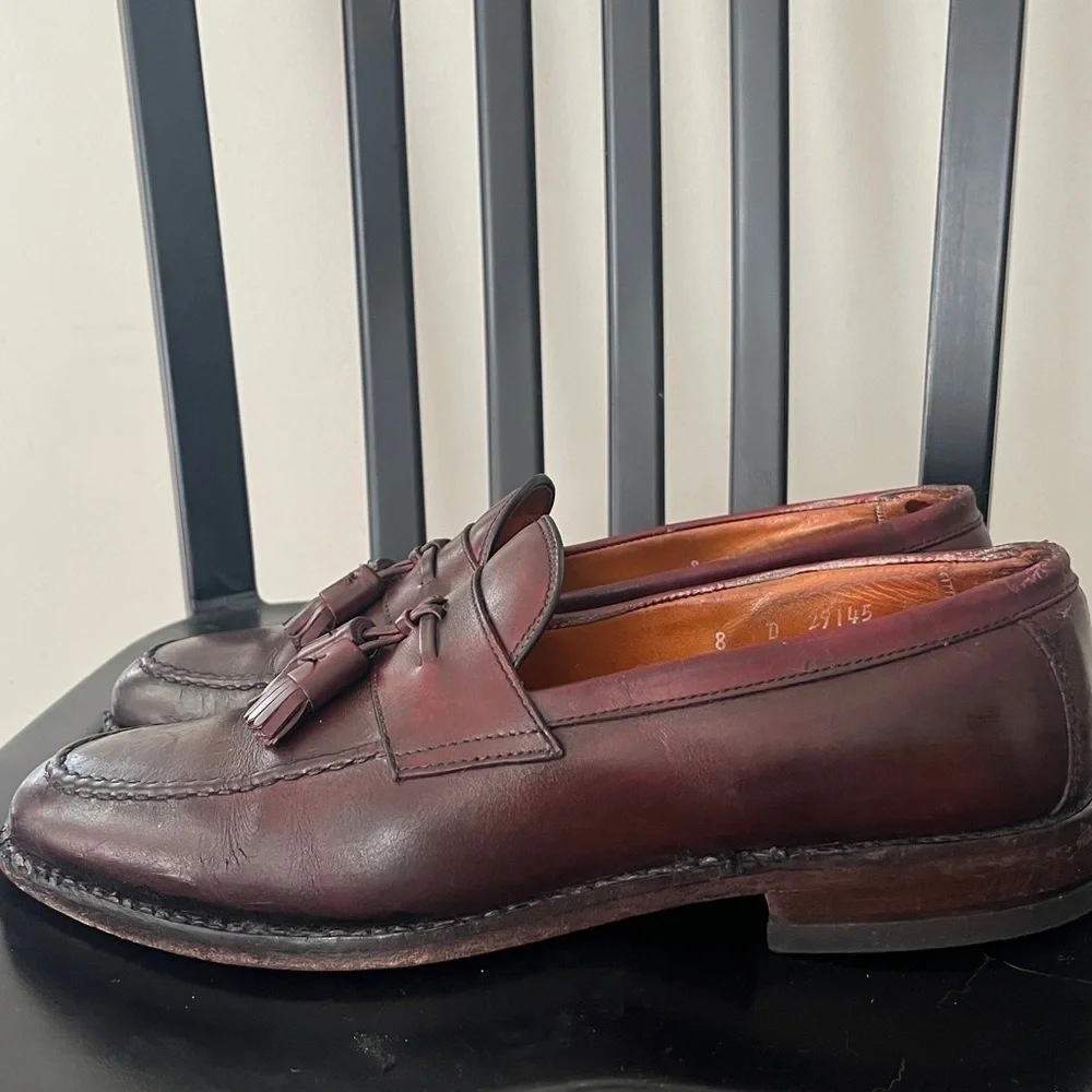 Johnston & Murphy Cherry Brown Leather Tassel Loafers Sz 8